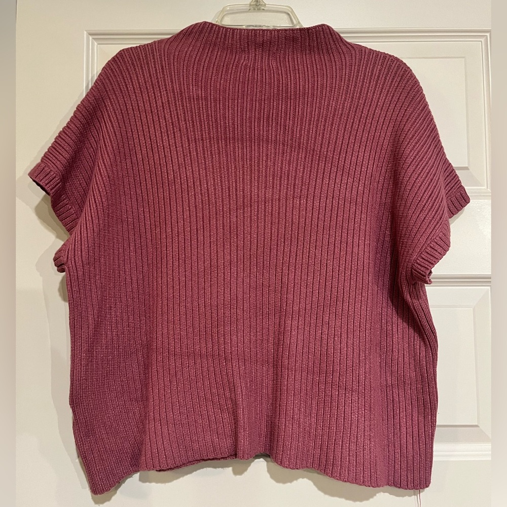 Women's Ribbed Short-Sleeve Sweater in Dusty Rose - Picture 2 of 4